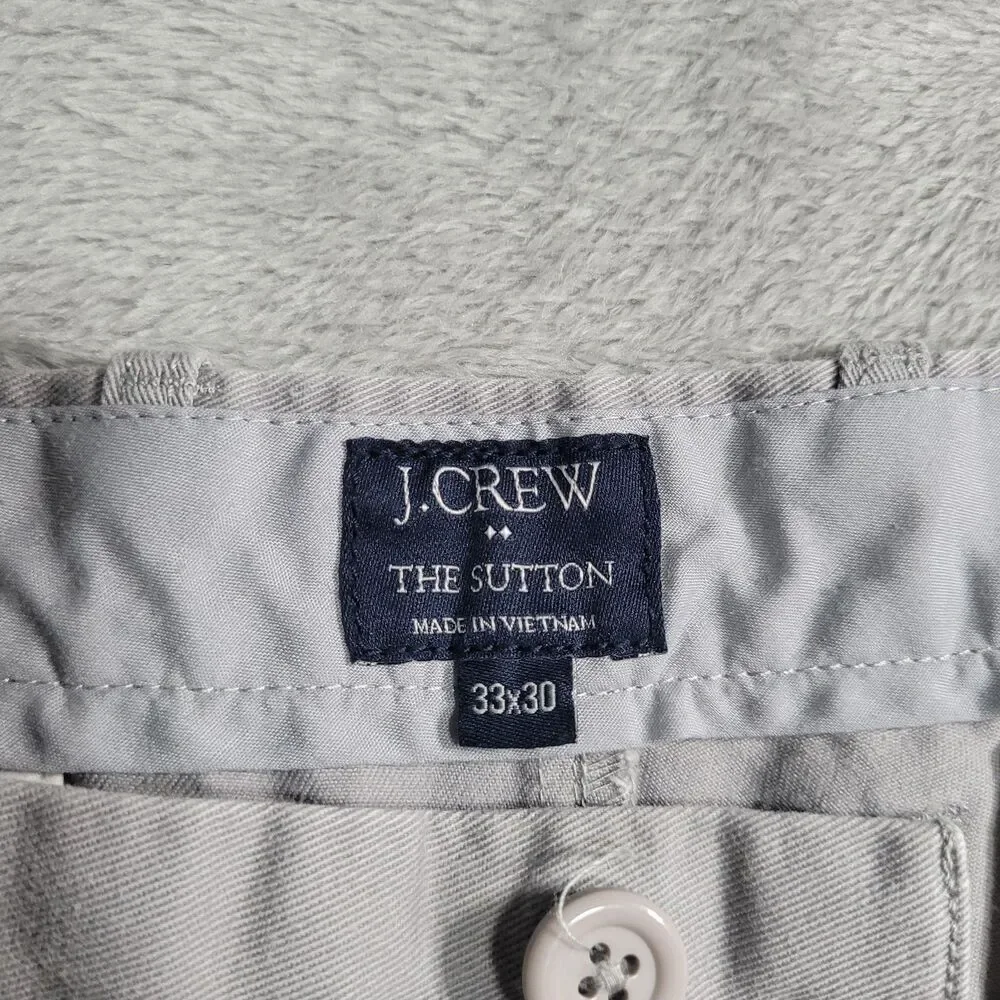 J.Crew Sutton Chino Pants Mens 33x30 Gray Slim Straight Flat Front Cotton Canvas